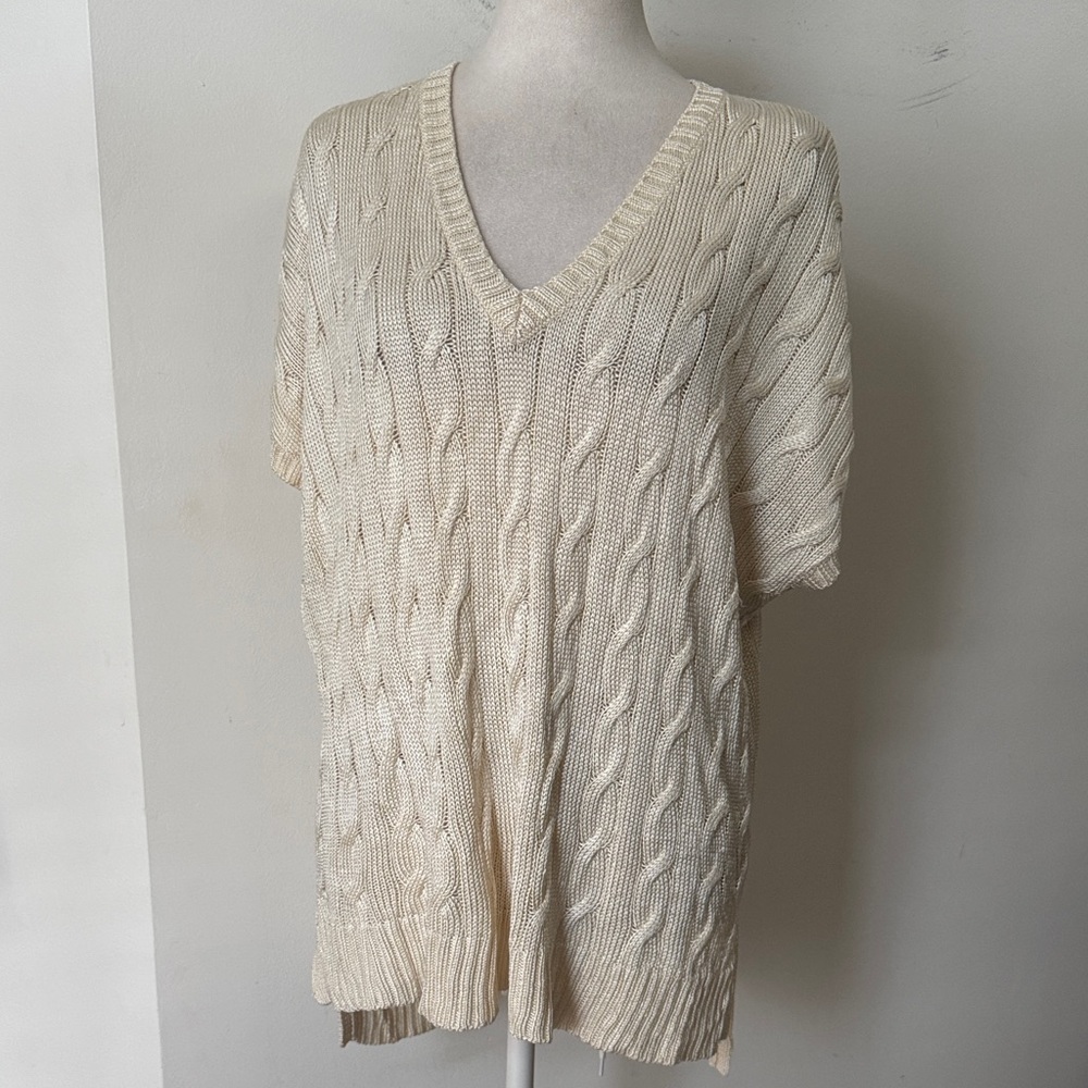 Ralph Lauren black label silk cable knit v-neck sweater vest